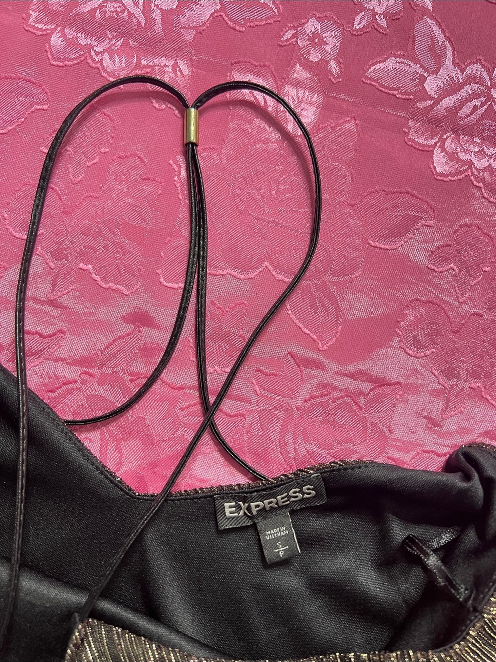 Express Black and Gold Metallic Pleated Cami - Picture 3 of 4